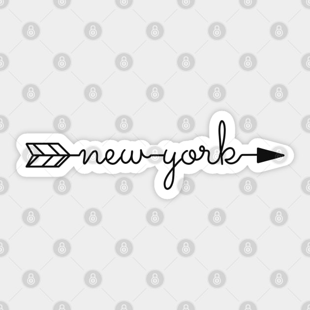 New York Arrow In Black Sticker by Sofia Sava